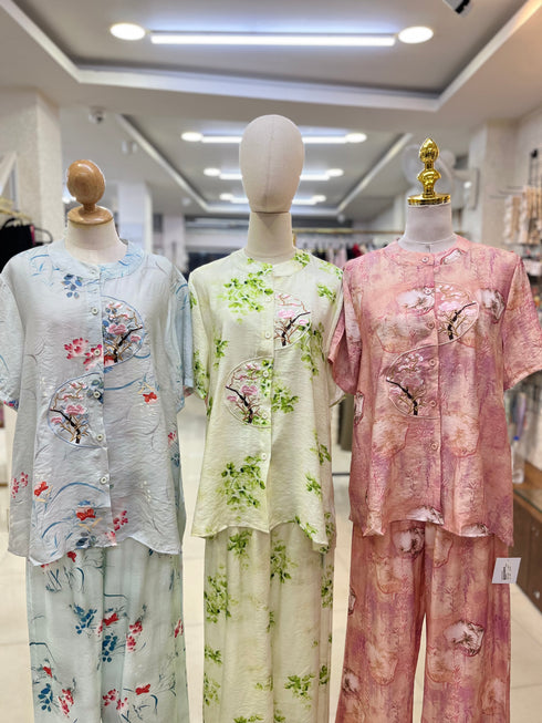 Summer Comfy Floral Embroidered and Print Co-Ord Sets